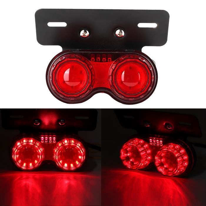 VGEBY feu arrière de moto 12V rond moto LED feu arrière feu arrière universel modifié accessoire (lentille rouge)