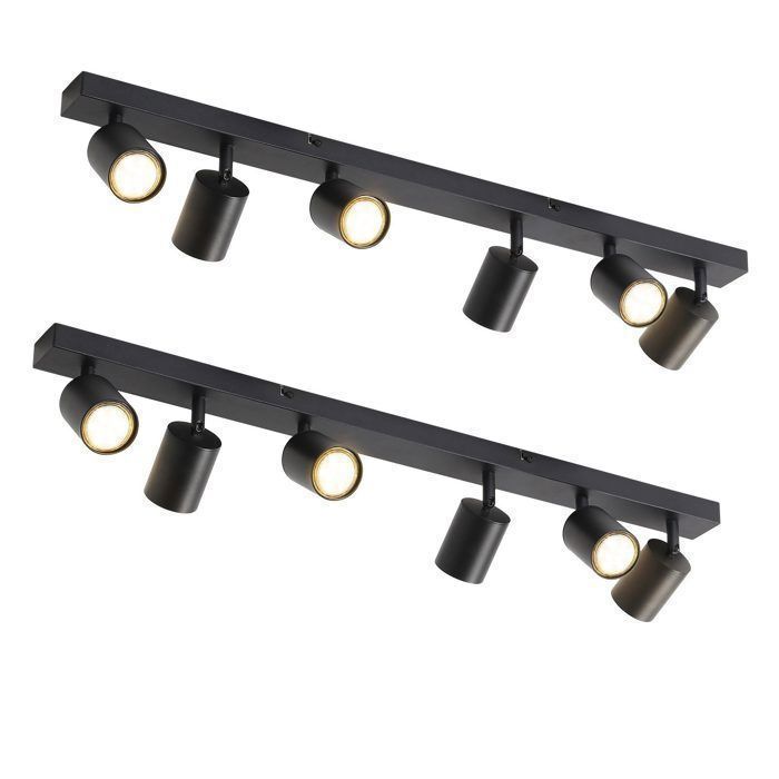 Homefire Spot de Plafond 2pcs noir 6xGU10 330 °Rotation plafonnier spot vintage pour salon chambre cuisine couloir lumière
