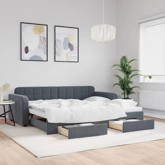 vidaXL Lit de jour avec gigogne et tiroirs sans matelas 90x200 cm 3196978