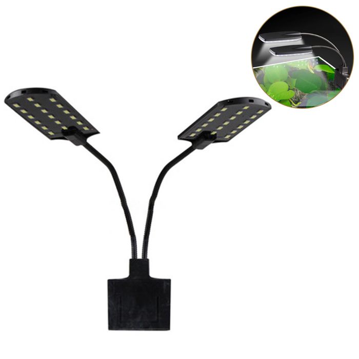 Meilleurs prix pour Lampe à pince pour aquarium avec minuterie en ligne, lampe à pince pour aquarium avec LED blanches et bleues, modes d'éclairage,