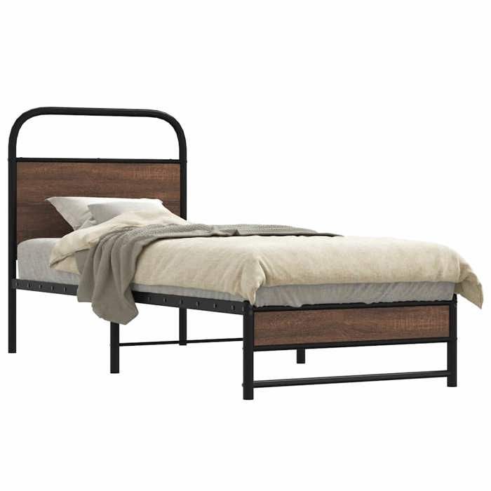Cadre de lit - JILI - sans matelas - 75x190cm chêne marron bois ingénierie L2370