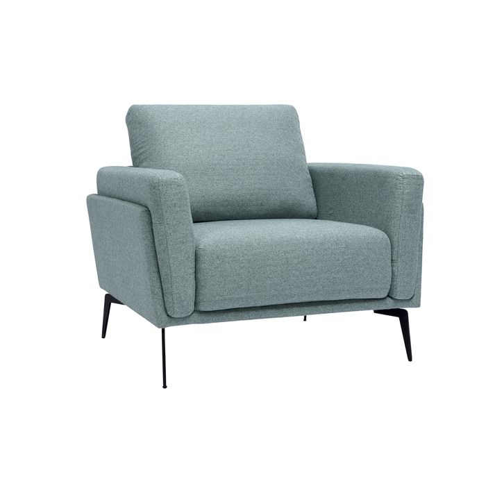 Miliboo - Fauteuil design en tissu vert de gris et métal noir MOSCO