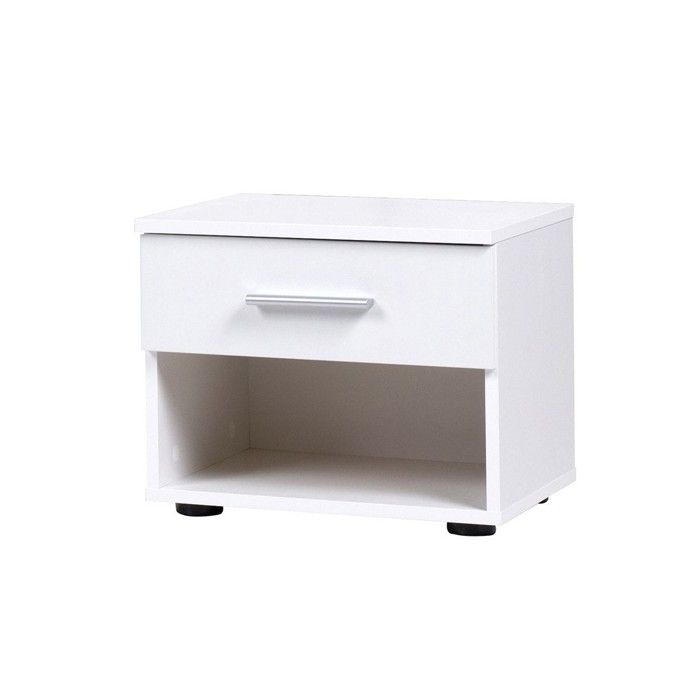 Lot de deux tables de chevet COMO – Blanc brillant et chrome – Design moderne Lot de deux tables de chevet COMO – Blanc brillant et chrome – Design moderne