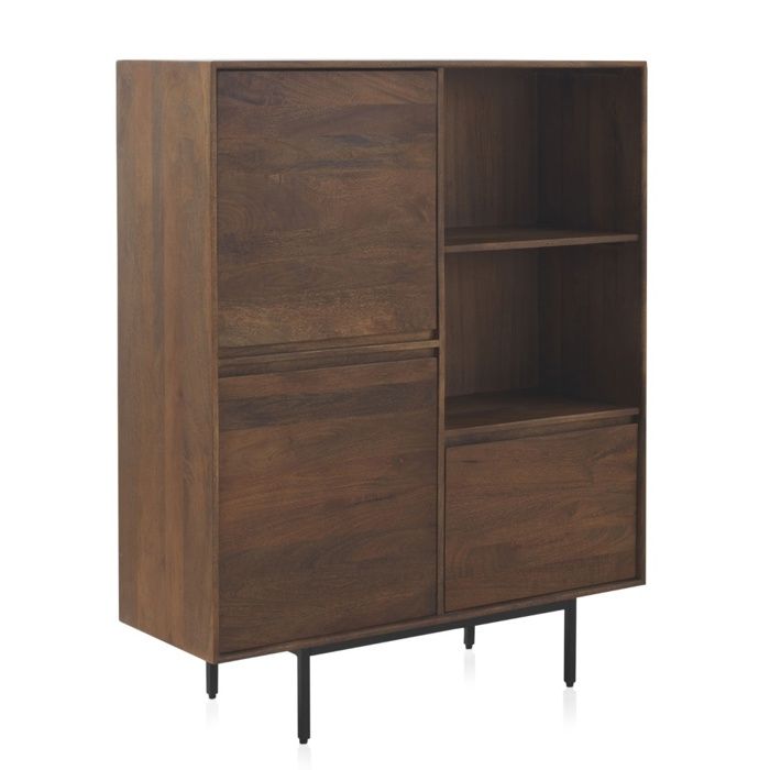 Buffet haut en bois de manguier massif avec base en métal. – REF.10819 Buffet haut en bois de manguier massif avec base en métal. – REF.10819