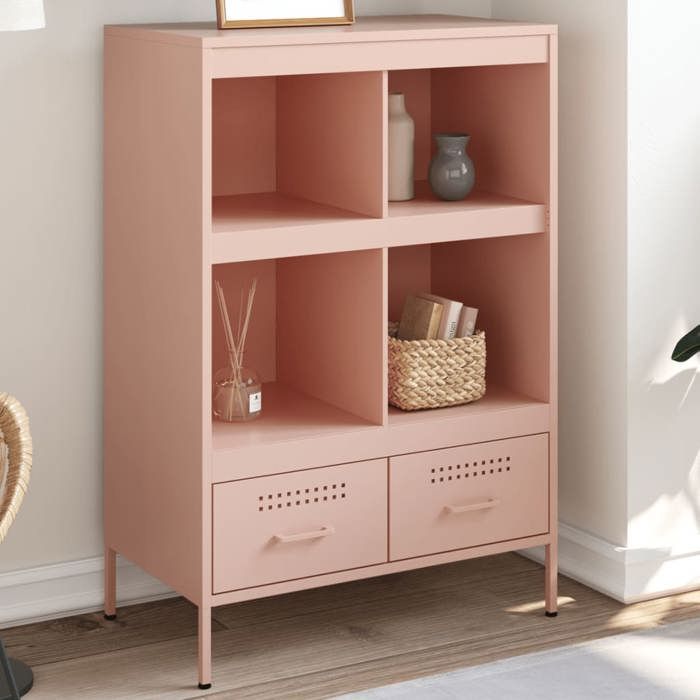 (Soldes dhiver)Buffet haut - CLARENCE - Commode/Buffet de cuisine rose 68x39x1015 cm acier RUI3012