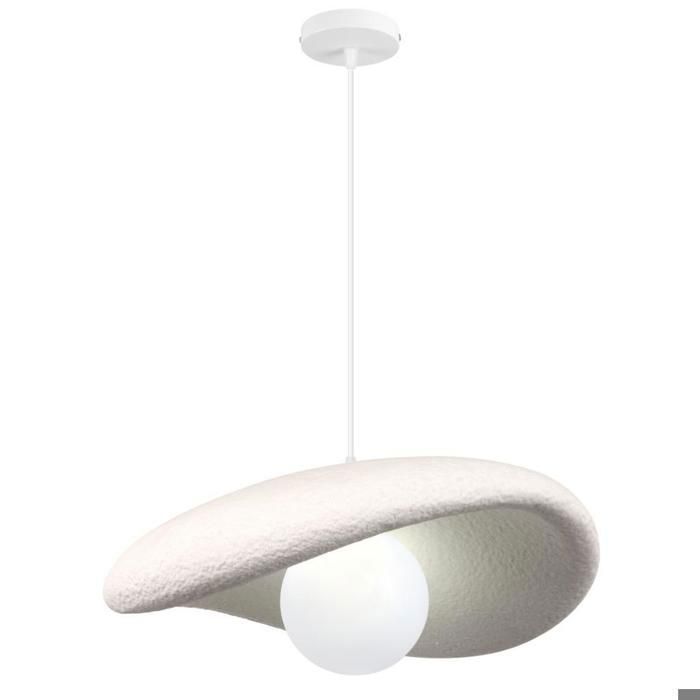 WOTTES Moderne Suspension Luminaire Industriel Ø40CM Vintage Lustre Plafonnier Ciment Design Edison pour Salon Chambre - Blanc 1pcs