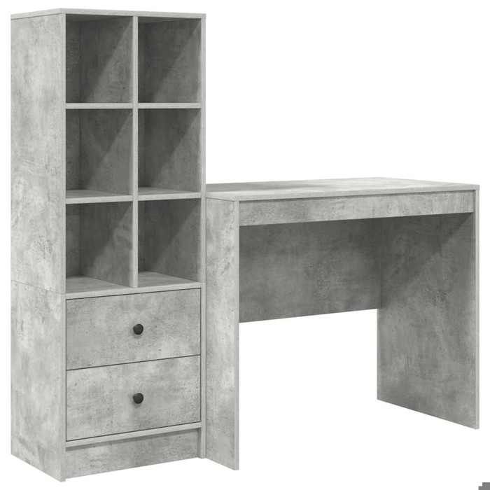 YUN@Meuble de Bureau - MODERNE - Table de bureau - avec rangement - en bois dingénierie gris béton @7538@