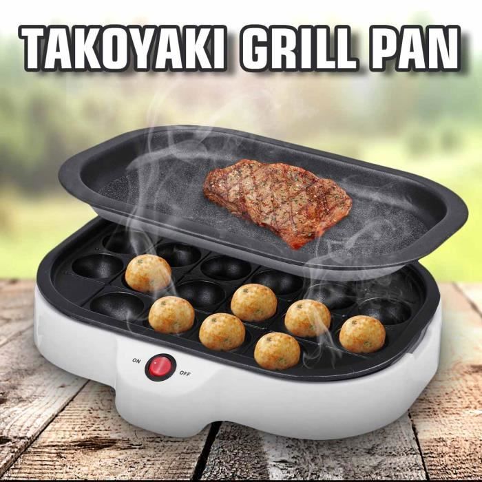 Poêle à Takoyaki - TEMPSA - D19733 - 20 trous - 800W - Prise AU