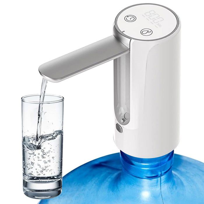 Distributeur eau automatique - Pompe portable - Distributeur de bouteilles d 'eau électrique - 6 niveaux - Pompe pour la maison, le camping (blanc