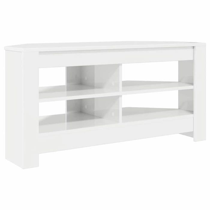 Meuble TV dangle moderne - vidaXL - Blanc brillant - 102x41x50 cm - Bois dingénierie - 2 étagères - Assemblage requis