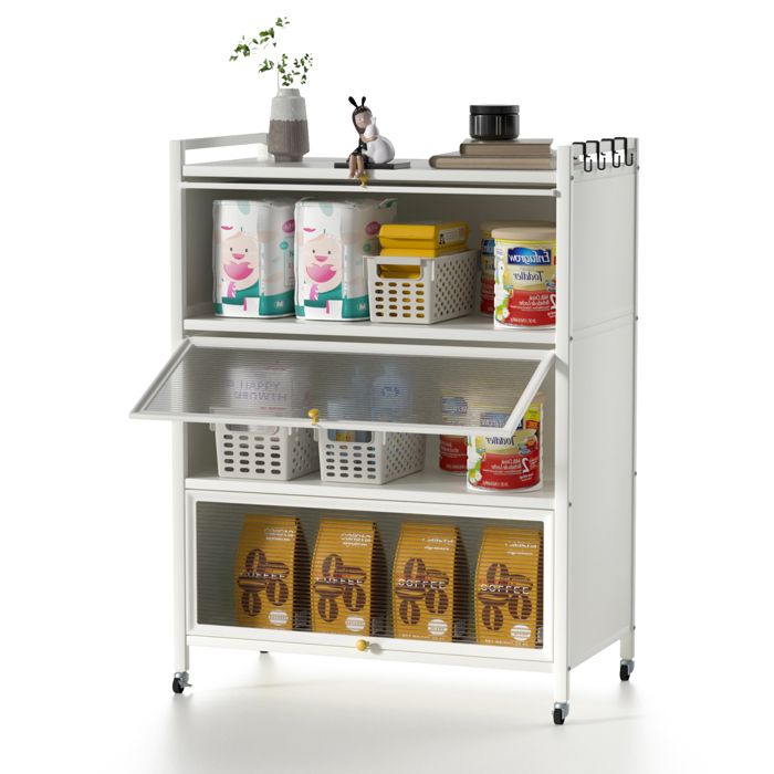 Armoire de cuisine - 79*32*112cm - buffet haut avec 3 portes Buffet de Cuisine Bas - design moderne - Blanc