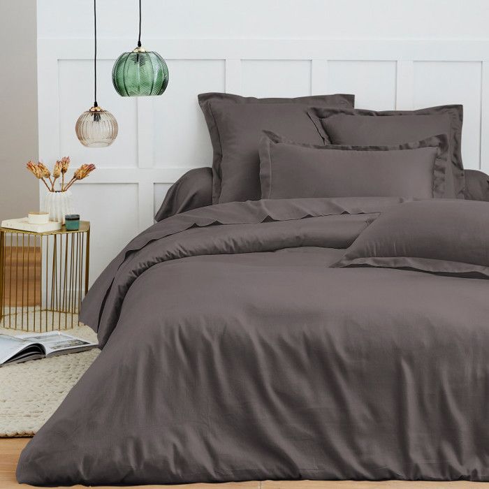 Parure de draps 4 pièces Premium pour lit 140 x 190 cm Ardoise