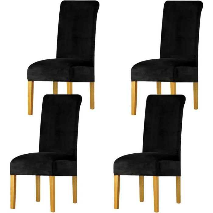 Housse de Chaise in Velours Extensible Housses de Chaise de Salle à Manger Protege Chaise Decoration 4 pièces N COUSSIN DE CHAISE