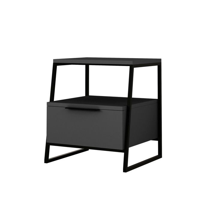 Table de chevet en bois Pal - 45 x 40 x 50 cm - Gris anthracite Table de chevet en bois Pal - 45 x 40 x 50 cm - Gris anthracite