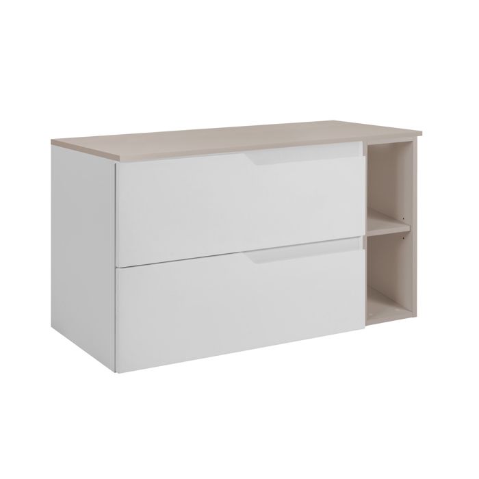 Meuble sous-vasque - blanc/cachemire - 100x46x58 cm (80+20) - 2 tiroirs & 2 étagères - MDF 16 mm
