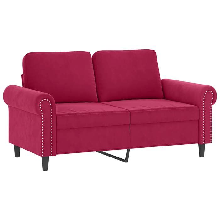 Rouge SOFA - Moderne - Canapé 2 places - contemporain - avec oreillers bordeaux 120 cm velours C1288
