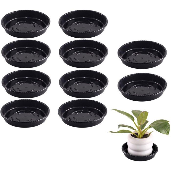 Soucoupe Ovale Pour Pot De Fleur Bac Récupérateur D’Eau 21 cm Plastique Résine Noir Intérieur/Extérieur Lot De 10
