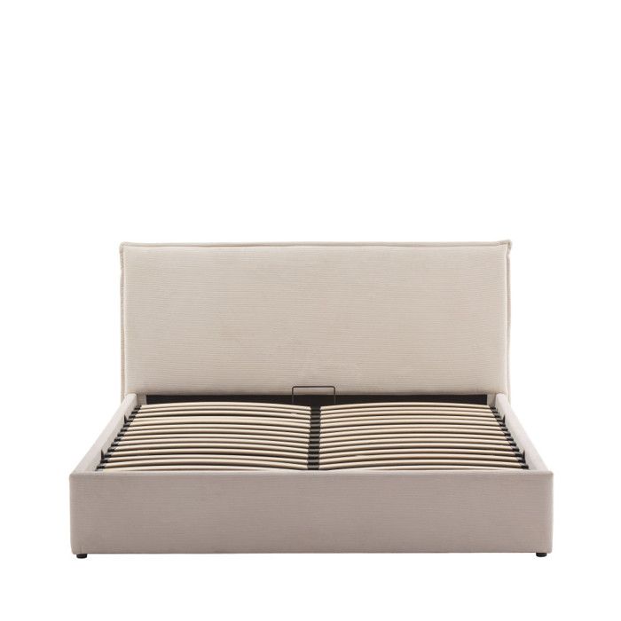 Cama - Lit coffre en velours côtelé 140x190cm - Beige