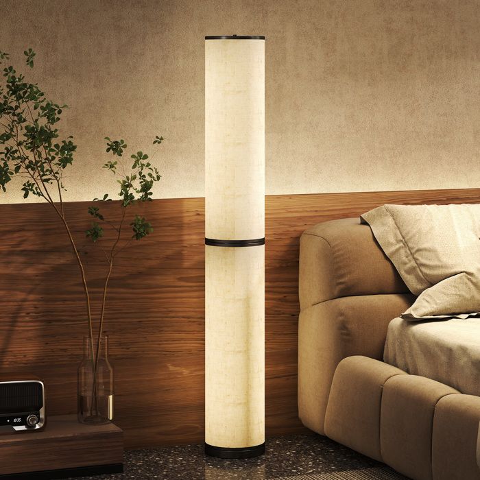 Lampadaire moderne pour salon beige luminosité et températures de couleur réglables télécommande magnétique minuterie