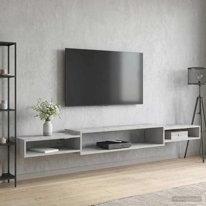 vidaXL Meuble TV mural Montage mural Gris béton 220 x 28 x 21 cm 8006016