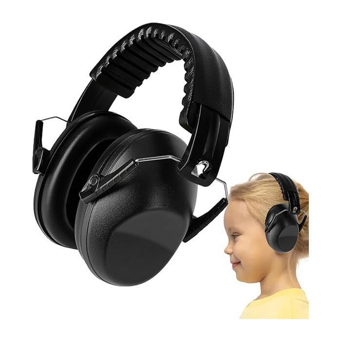 Casque Anti Bruit Enfant Casque Pliable Réglable Confortable avec Une Atténuation de SNR 34dB Serre-tête pour Milieu Bruyant-Noir