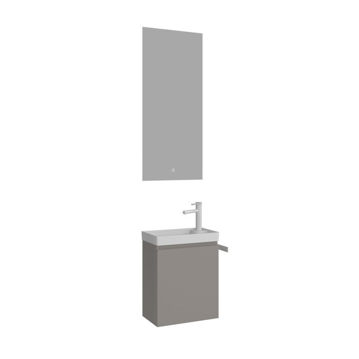 Meuble avec simple vasque et miroir Ferla 40 - 40 x 22 x 50 cm - Matte Mink