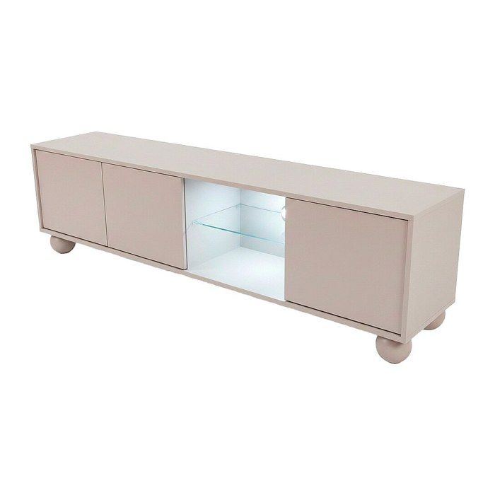 Meuble TV 3 portes et 2 niches avec LEDs - Beige - MYVARO Meuble TV 3 portes et 2 niches avec LEDs - Beige - MYVARO