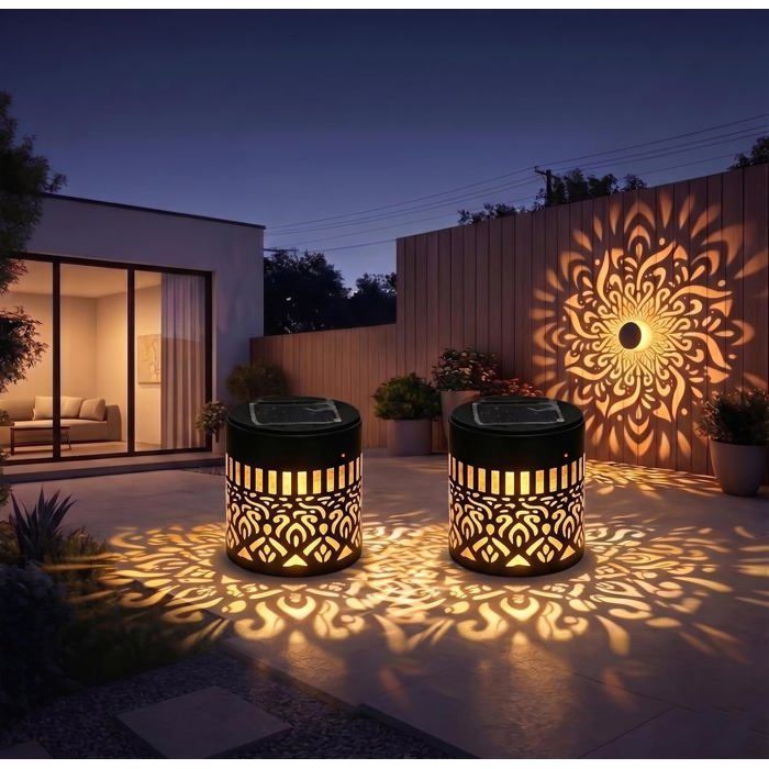 Lampes Solaires Décoratives Mandala Sept Couleurs Changeantes Lampe De Projection Décorative Dextérieur (Lumière Chaude 2 Pièce) Lampes Solaires Décoratives Mandala Sept Couleurs Changeantes Lampe De Projection Décorative Dextérieur (Lumière Chaude 2 Pièce)
