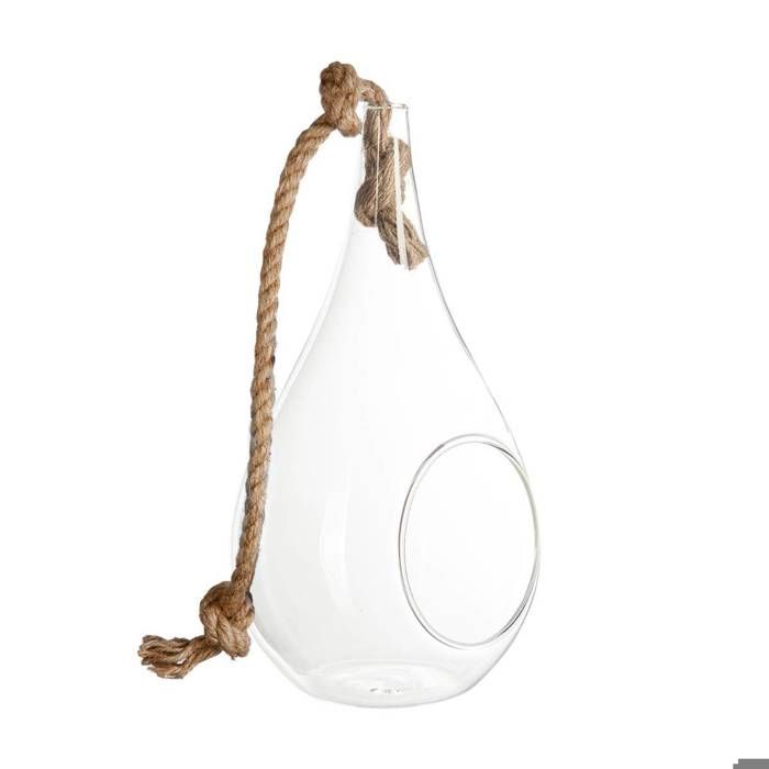 Vase goutte verre et corde H25cm - Atmosphera Créateur dintérieur