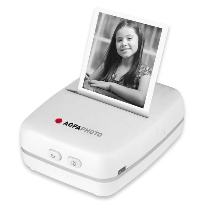 AGFAPHOTO Realipix Pocket P – Imprimante Photo Thermique sans encre Portable - Impression Noir et Blanc - Bluetooth - Blanc
