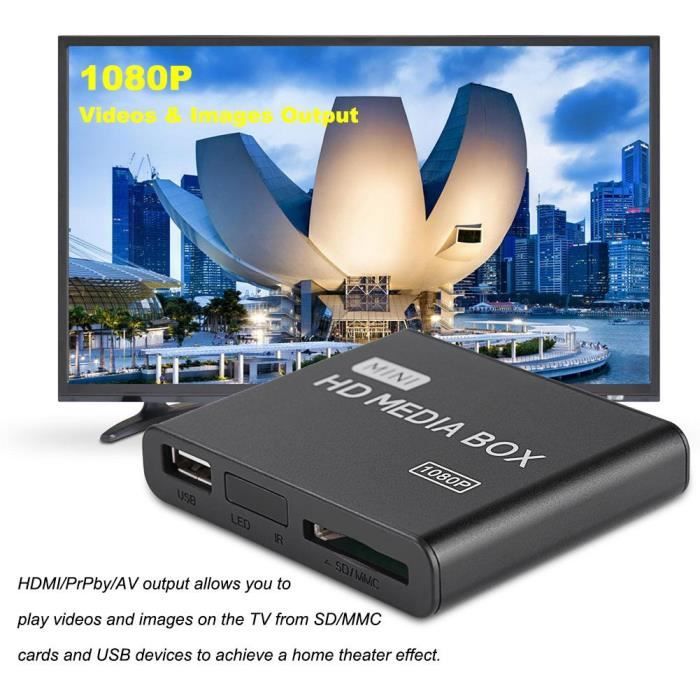 Lecteur Multimédia 1080P Full Hd Mini-Boîtier - BELLE TECH - MMC Rmvb Mp3 Avi Mkv - Noir