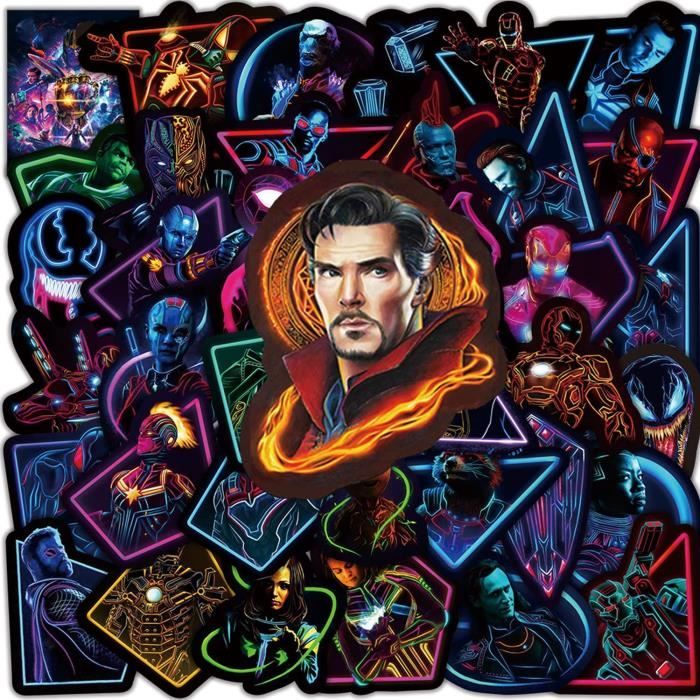 Stickers Skate-A Stickers Ordinateur Portable,Stickers Voiture Super Héros Stickers pour Enfants Adolescents Adultes Marvel Autocollants Stickers Marvel 50pcs,Neon Deco Autocollants Stickers Moto 