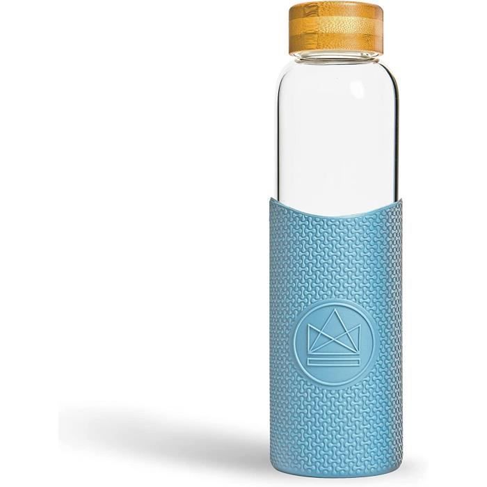 SHBRIFA Bouteille d'eau en Verre Borosilicaté 750 ml / 1 litre avec Manchon en Silicone et SHBRIFA Bouteille d'eau en Verre Borosilicaté 750 ml / 1 litre avec Manchon en Silicone et