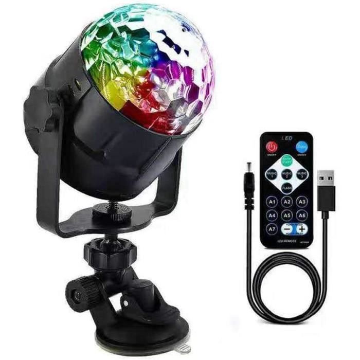 Litake Boule Disco UV LED 6W - 7 Modes + Son Activé, Télécommande, Lampe Scène Portable Pour Fêtes, Noël, Bars, Clubs