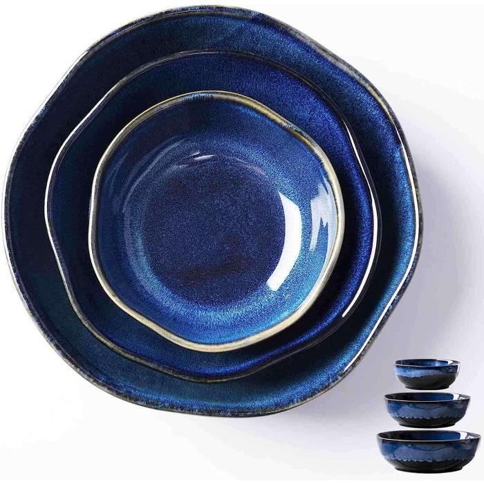 2 Cuillères à Soupe Céramique Style Japonais - 14 Cm, Bleu Rétro, Pour Ramen, Soupe, Dessert - Lavables