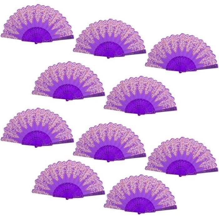 Lot De 2 éventails Pliants à LED - Parfaits Pour Danses, Fêtes Et Spectacles, Couleur Violette, Piles