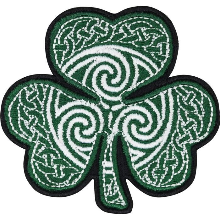 Patch Brodé Croix Celtique Blanche - Thermo-collant Ou à Coudre - Emblème Chrétien Et Irlandais