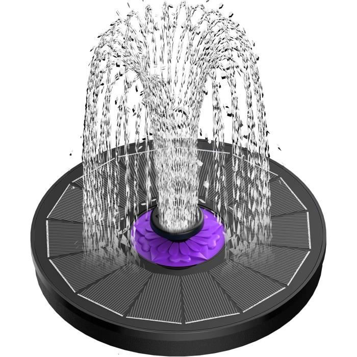 Fontaine Solaire SZMP Avec LED - 3.5W, 8 Buses, Batterie 2000mAh, Pour Bassin/Jardin