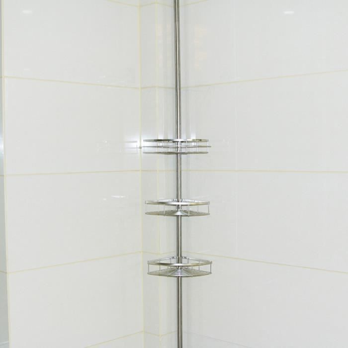 etagère d'angle de douche - inox - hauteur 110-280cm
