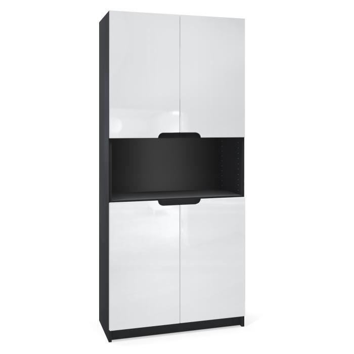 Vladon Armoire de bureau Rangement Logan V2 Corps en Noir mat