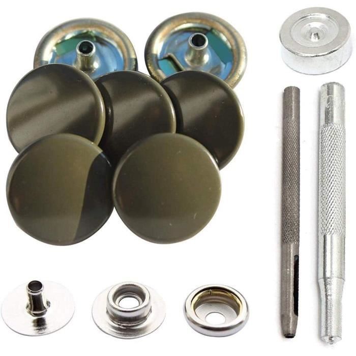 Lot De 200 Boutons Pression Acier Inoxydable Argent + Outils De Fixation - Neuf