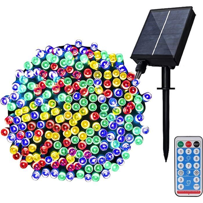 Guirlande Solaire Extérieure 400 LED - 2x 4m - 8 Modes - Étanche - Couleurs - Pour Jardin, Noël, Fête Guirlande Solaire Extérieure 400 LED - 2x 4m - 8 Modes - Étanche - Couleurs - Pour Jardin, Noël, Fête