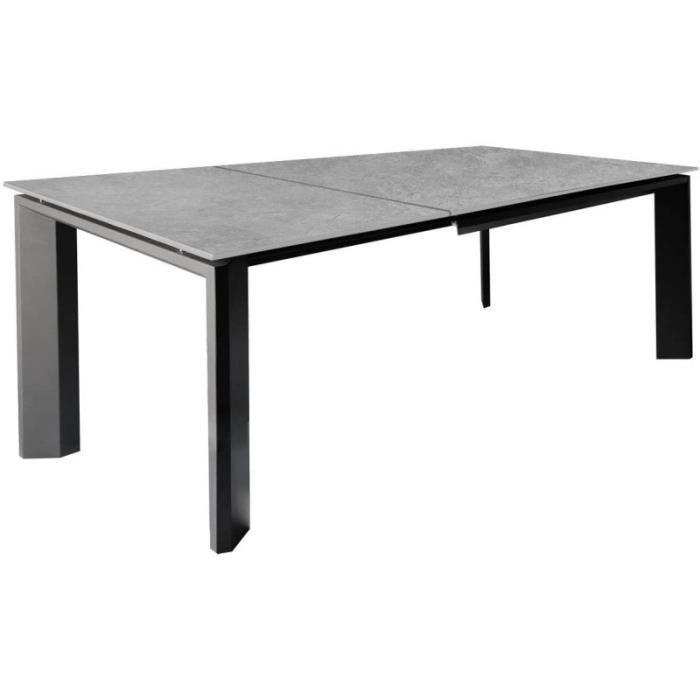 table extensible 140/200 cm en céramique gris clair béton - matrix
