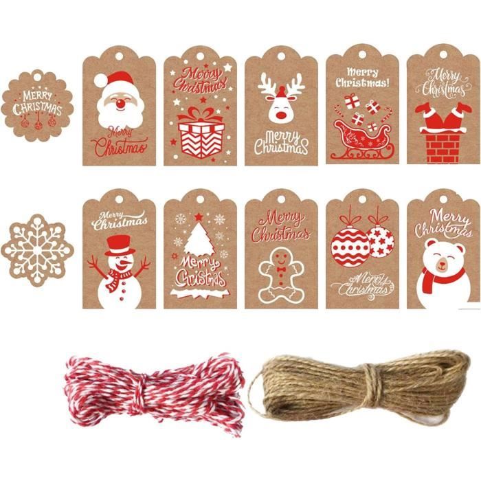 500 Étiquettes Cadeaux Papier Kraft Noires + Corde Jute 10m - Petites Étiquettes 3.3x2cm