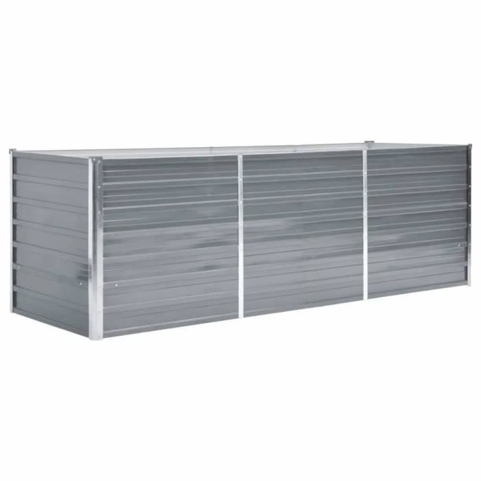 Lit surélevé de jardin - JM - Jardinière - Acier galvanisé - 240x80x77 cm Gris