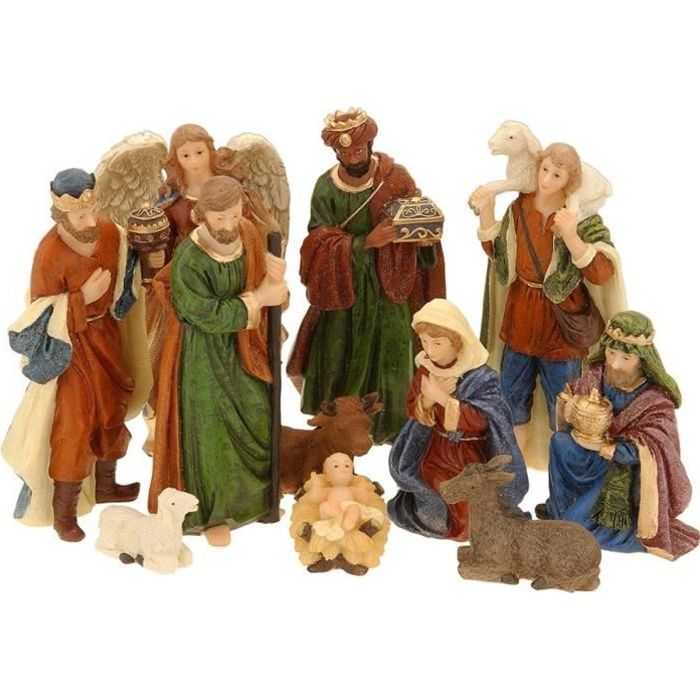 11 Figurines de Crèche de Noël - Nativité - Santons