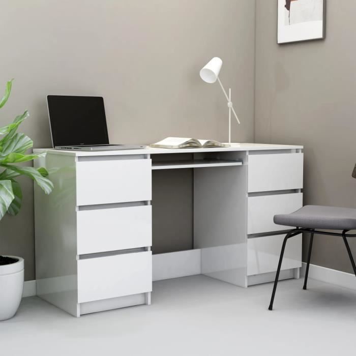Bureau avec étagère bureau d'ordinateur blanc table PC système 2en1 moderne