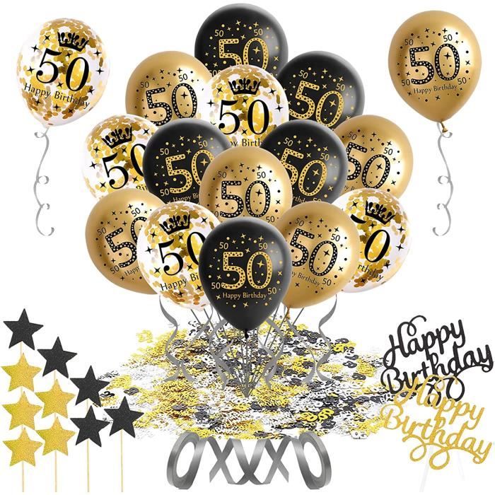 55 Pieces Decoration Anni Ire 50 Ans Decorations De Fete En Noir Or Joyeux Anni Ire Decoration Table Ballon 50 Ans De Mariage 268 Cdiscount Maison