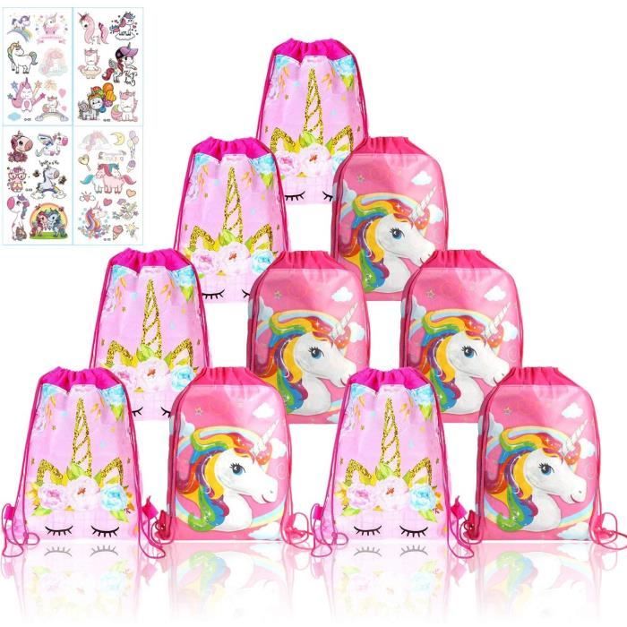 Yuchisx 10 Pieces Sac Cadeau Licorne Sac De Bonbon Licorne Sac De Cordon Licorne Cordon Parti Sacs Cadeaux De Licorne Fete Anniversaire Licorne Sac A Dos Pour Enfant Fille Loisirs Creatifs Decorations Et
