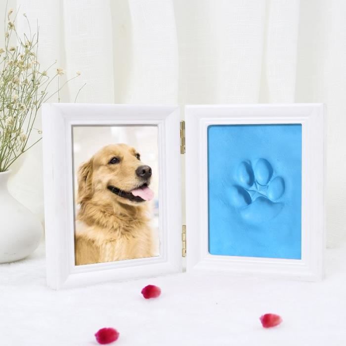 boue bleue cadre blanc Cadre Photo imprimé patte'animal, Kit'empreintes  commémoratives en argile pour chat et